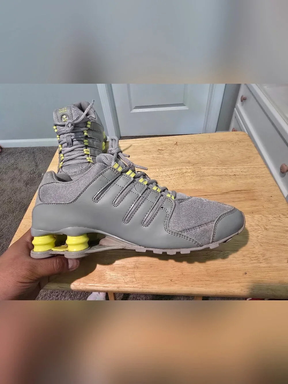VINTAGE Nike Shox NZ Medium Grey/Sonic Yellow Running Shoes! Size 9 Women's 2011